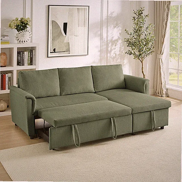 Loveseat Sofa with Chaise Lounge L-Shaped Modular Convertible Sofa with Storag