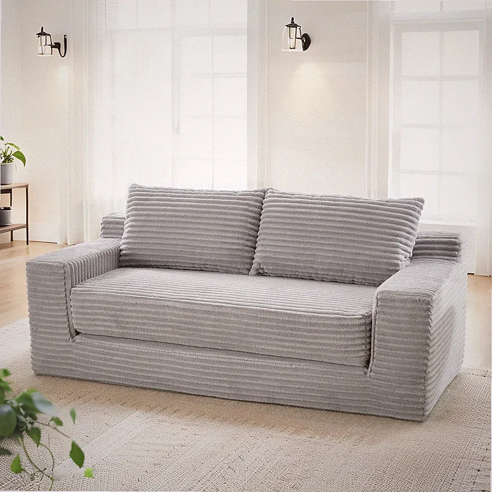 Loveseat Sofa with Memory Foam & Steel Frame - No Assembly, Convertible 2-in-1