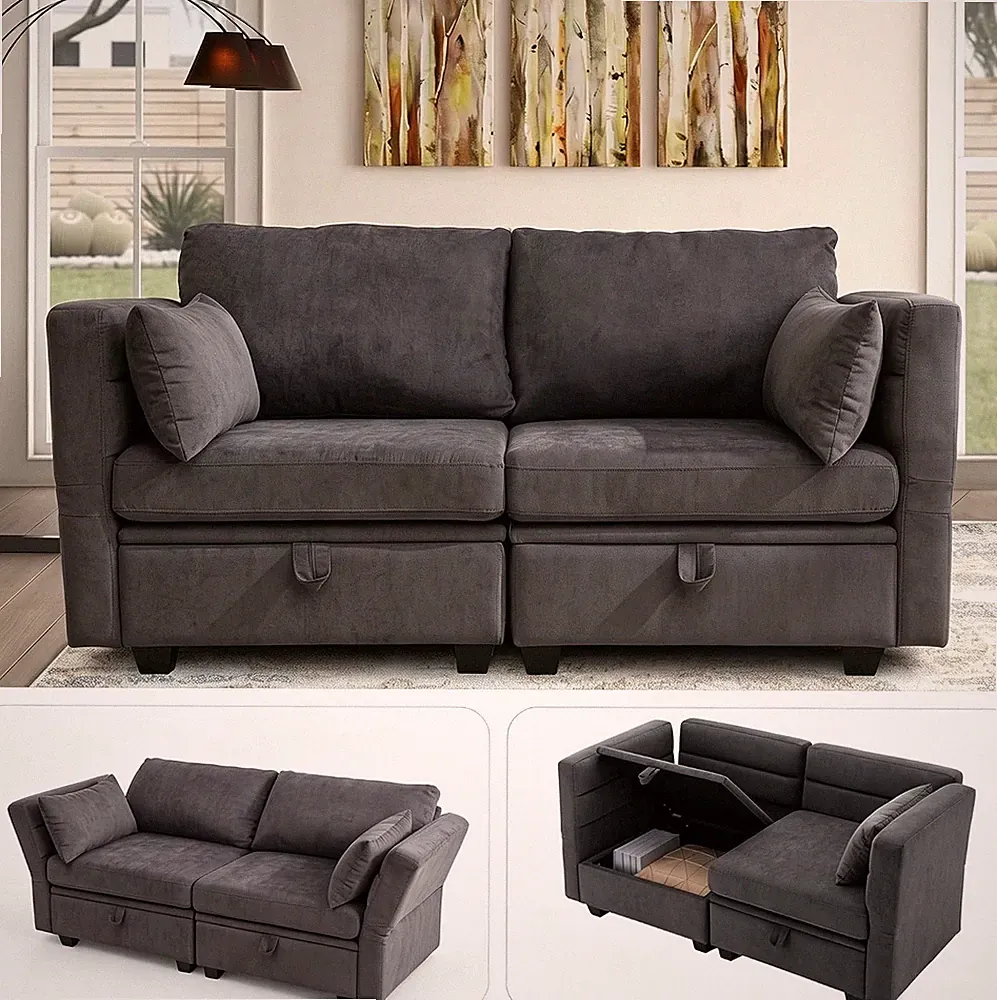Loveseat with Storage Seats Modular Sectional Small Couch for Small Spaces