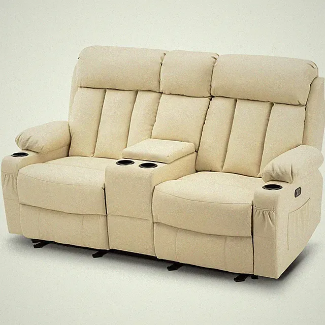 Lovupet Electric Power Loveseat Faux Leather Reclining Sofa with Massage 6095