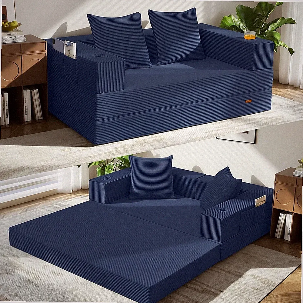 Low-Profile Convertible Sofa Bed with Washable Cover - Perfect for Small Spaces
