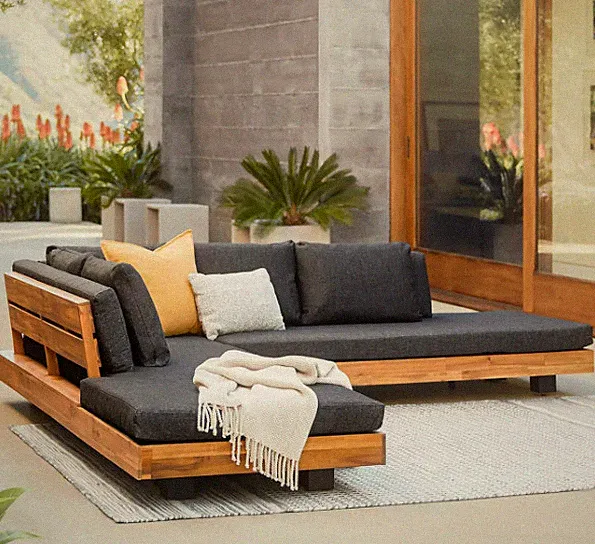 Lubek 100.5" Outdoor Low Corner Sectional - Slate Gray