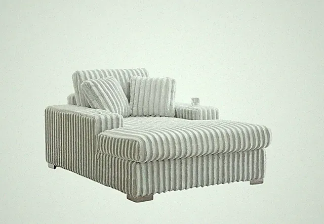 Luna Oversized Chaise Lounge Chair Plush Sleeper Sofa Bed Soft Ribbed Gray