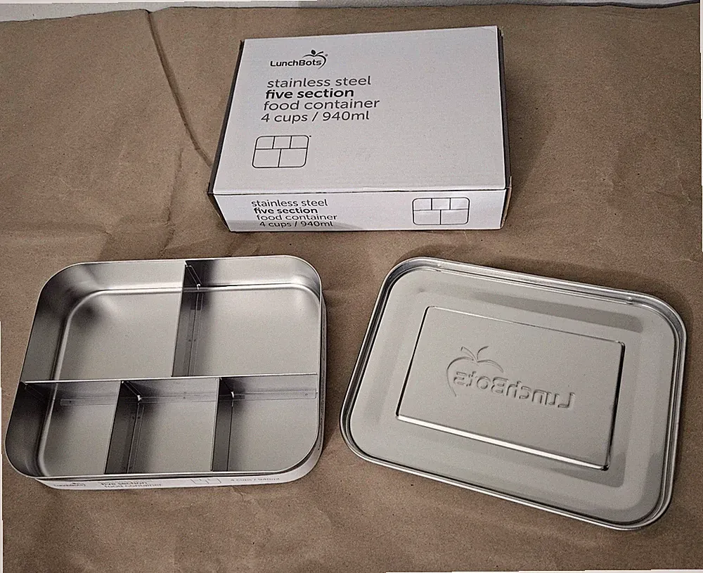 Lunchbots Stainless Steel 5 Section 4 cup Lunchbox Bento Box Food Container Tin