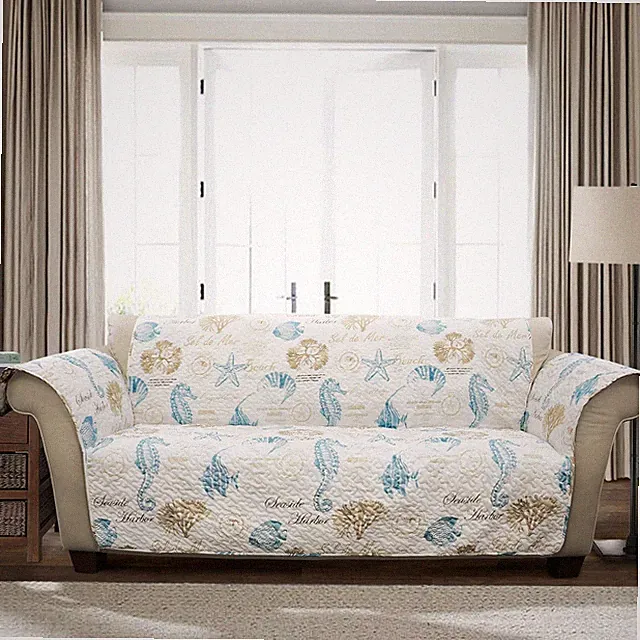 Lush Decor Harbor Life Furniture Protector, Couch Cover, 116" W x 75" L, Blue...