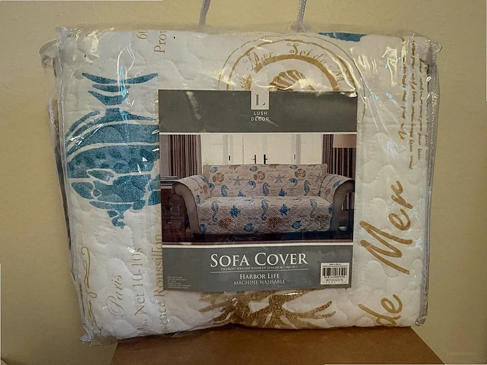 Lush Decor Harbor Life Furniture Protector, Couch Cover, 72" W x 66" L, Blue