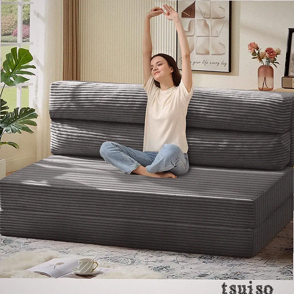 Luxurious Convertible Folding Sofa Bed with Pillow - Space-Saving Queen Size
