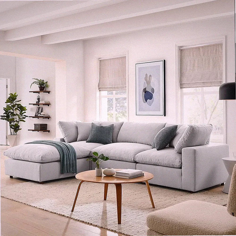 Luxurious Down-Filled 4-Piece Overstuffed Sectional Sofa for Ultimate Comfort