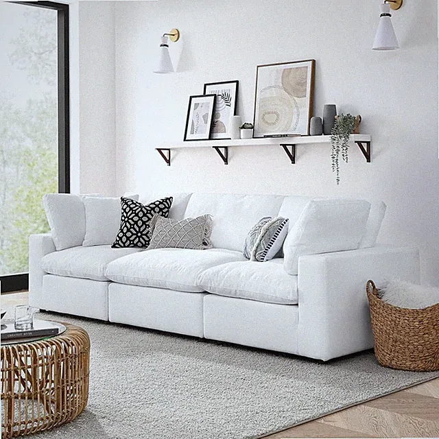 Luxurious Down-Filled Overstuffed 3-Seater Upholstered Sofa for Ultimate Comfort