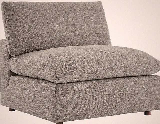 Luxurious Down-Filled Overstuffed Boucle Armless Chair Sectional Sofa