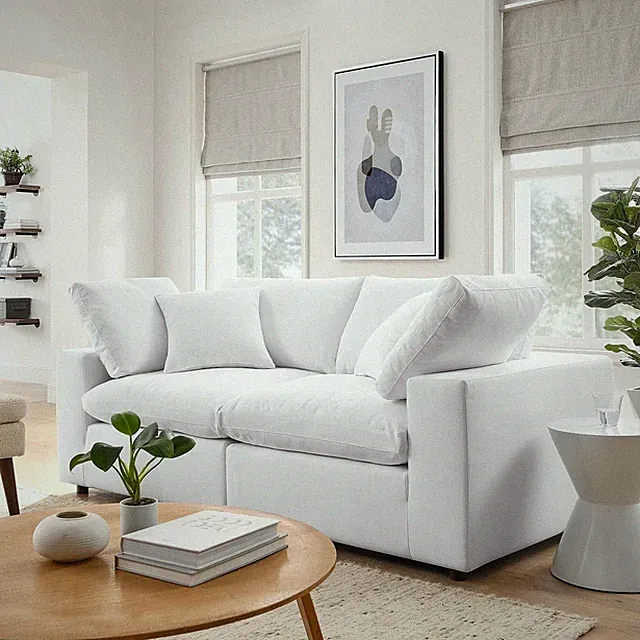 Luxurious Down-Filled Overstuffed Upholstered Loveseat for Ultimate Comfort