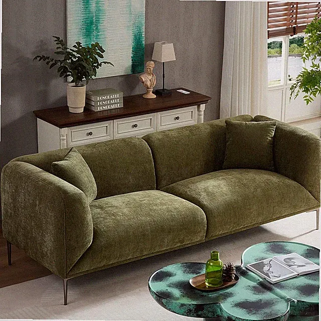 Luxurious Green 82.7" Boucle Sofa with Metal Legs - Modern 3-Seater Couch