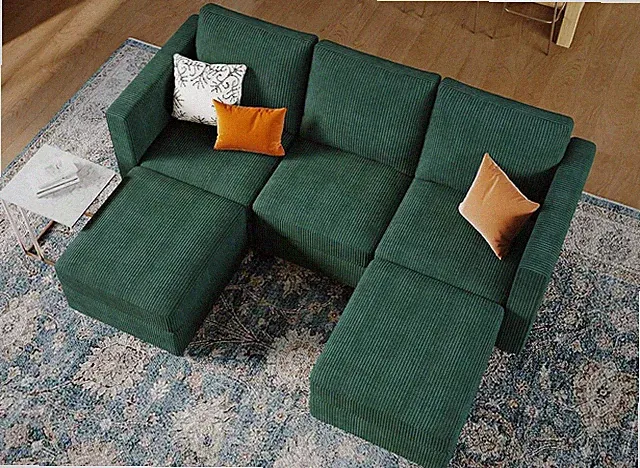 Luxurious Green Modular Sectional Sleeper Sofa with Storage Ottoman