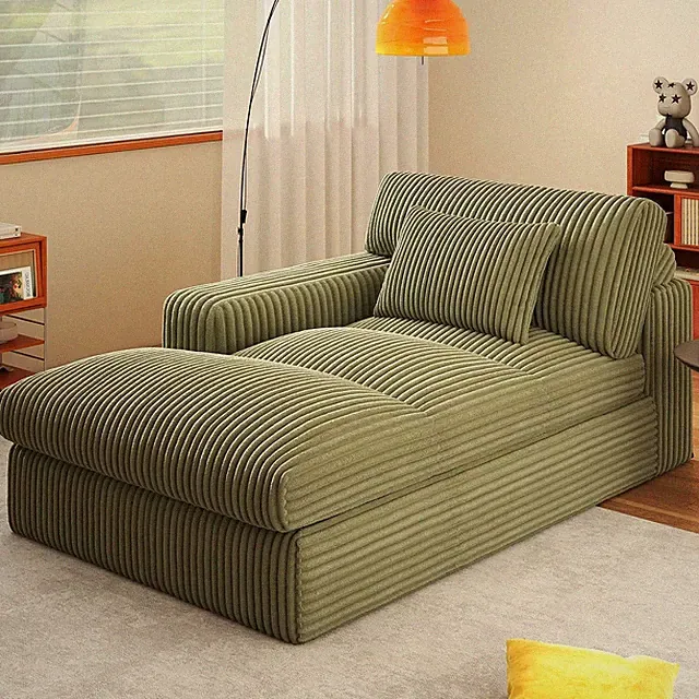 Luxurious Green Oversized Cloud Couch Sofa Bed & Fluffy Chaise Lounge