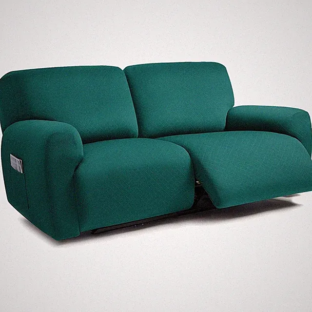 Luxurious Jacquard 6-Piece Extra Wide Reclining Sofa Slipcover in Deep Teal