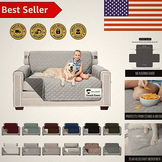 Luxurious Loveseat Slipcover - Reversible Stain Resistant & Pet Friendly 54"