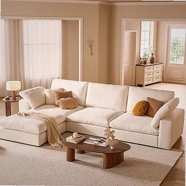 Luxurious Oversized Cloud Sectional Sofa with Washable Cover & Ottoman
