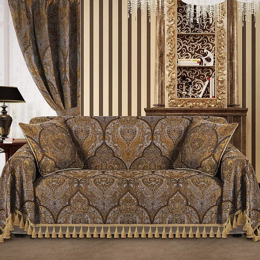 Luxurious Sectional Couch Cover - Classic Antique Style