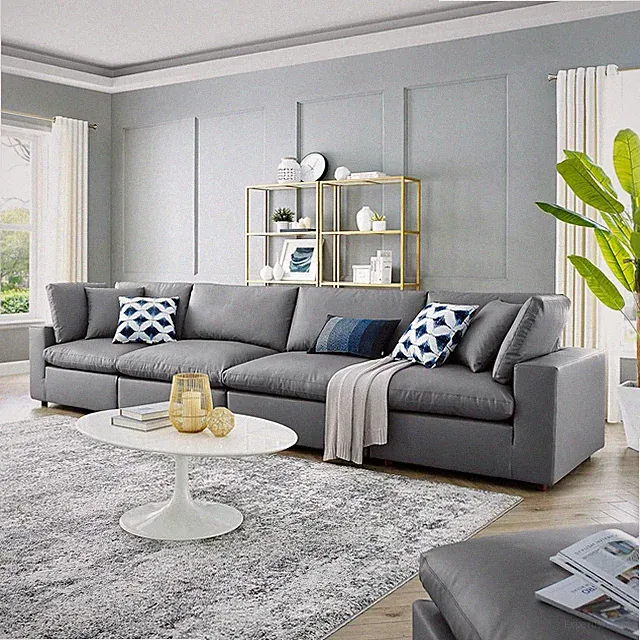 Luxurious Vegan Leather 4-Seater Sofa with Down-Filled Comfort