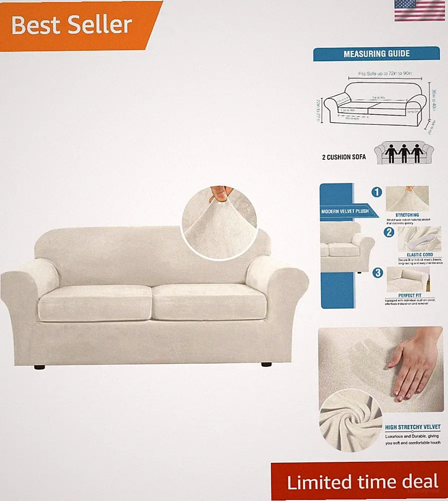 Luxurious Velvet Plush 3-Piece Stretch Sofa Covers for Elegant Living Rooms