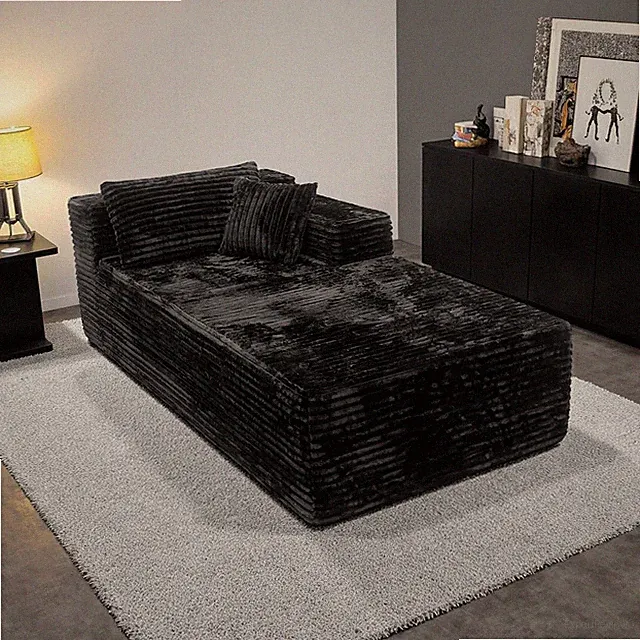 Luxury BLACK Single Lazy sofa chair Modular Sectional Sofa Chaise Lounge Couch