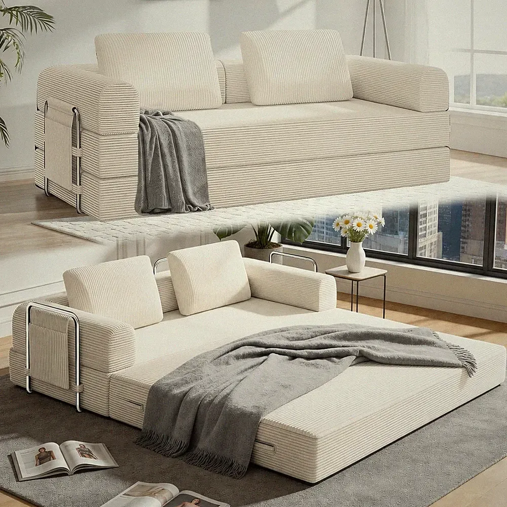 Luxury Convertible Sofa Bed 2‑Seater High‑Density Foam Loveseat Couch Sleeper