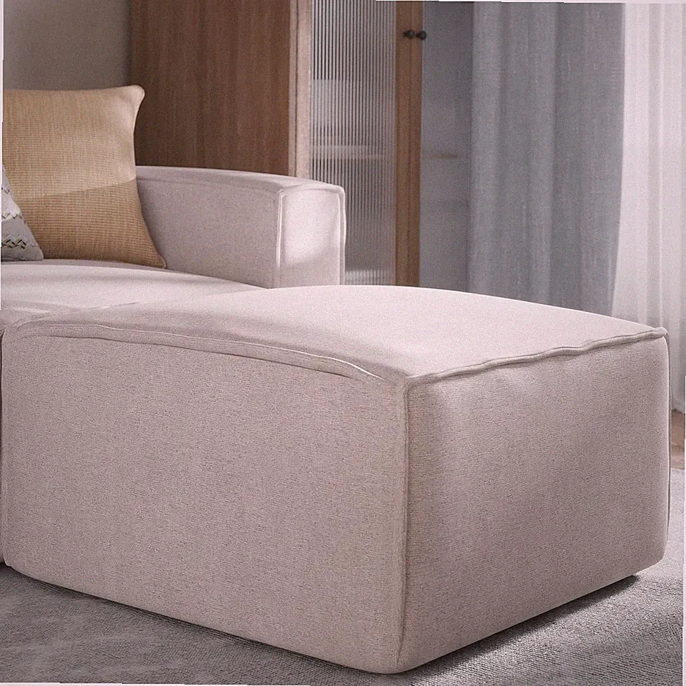 Luxury Cream Sectional Ottoman Module for Living & Family Rooms