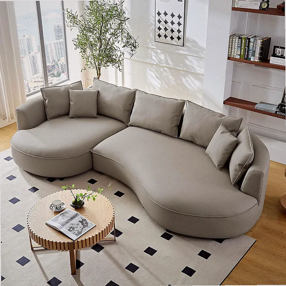 Luxury Curved Upholstered Sectional Sofa for Living Room, 129" Oversized Unique