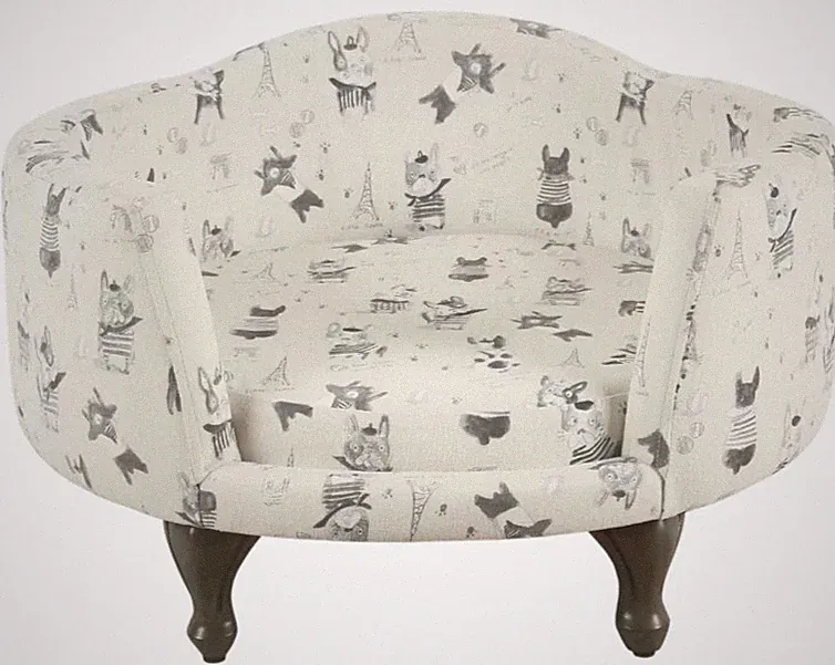 Luxury Dog Sofa French Bulldog Print Wooden Legs Water Resistant Orthopedic