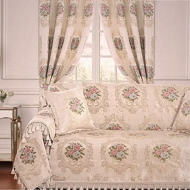 Luxury Elegant Sofa Covers, Floral Jacquard Couch Cover Sofa Throw Cover with...