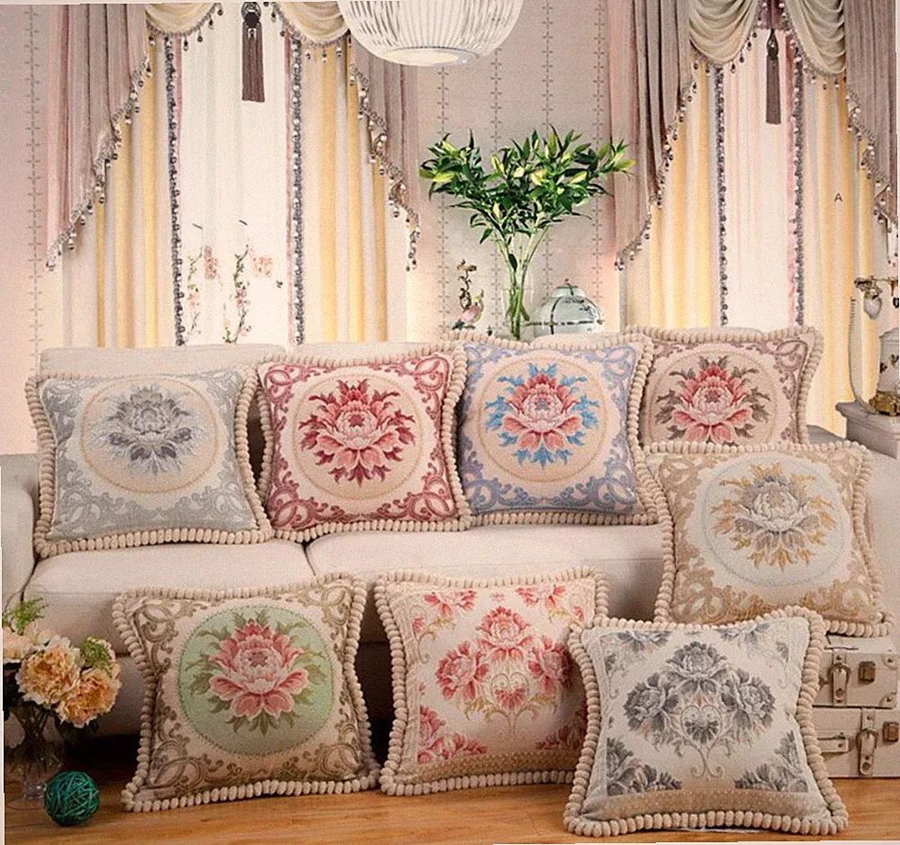 Luxury European Jacquard Throw Pillow Cover Sofa Bed Cushion Case Home Decor