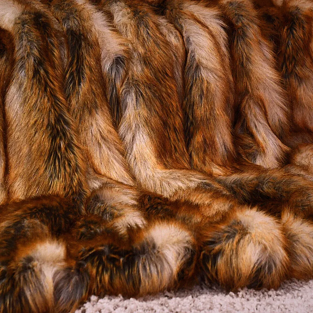 Luxury Faux Fur Throw Blanket w/ Reversible Design Couch Bed 84"x58"