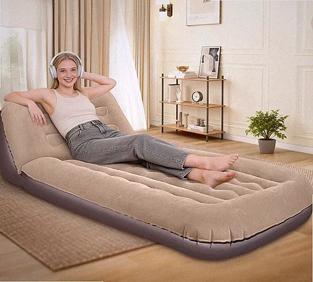Luxury Flocked Inflatable Couch - Versatile 400lbs Air Sofa for Indoor & Outdoor