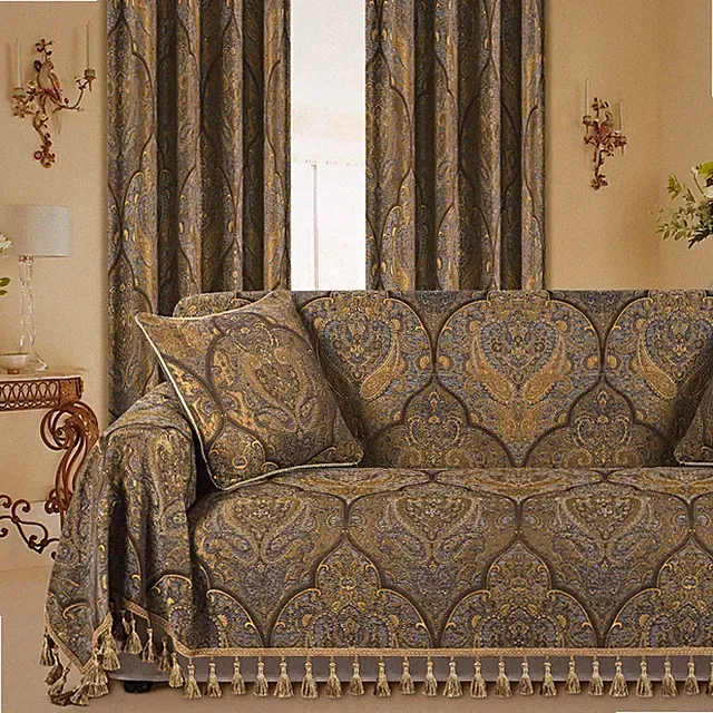 Luxury Jacquard Sofa Covers, Classic Antique Couch Cover Sofa Throw Cover wit...