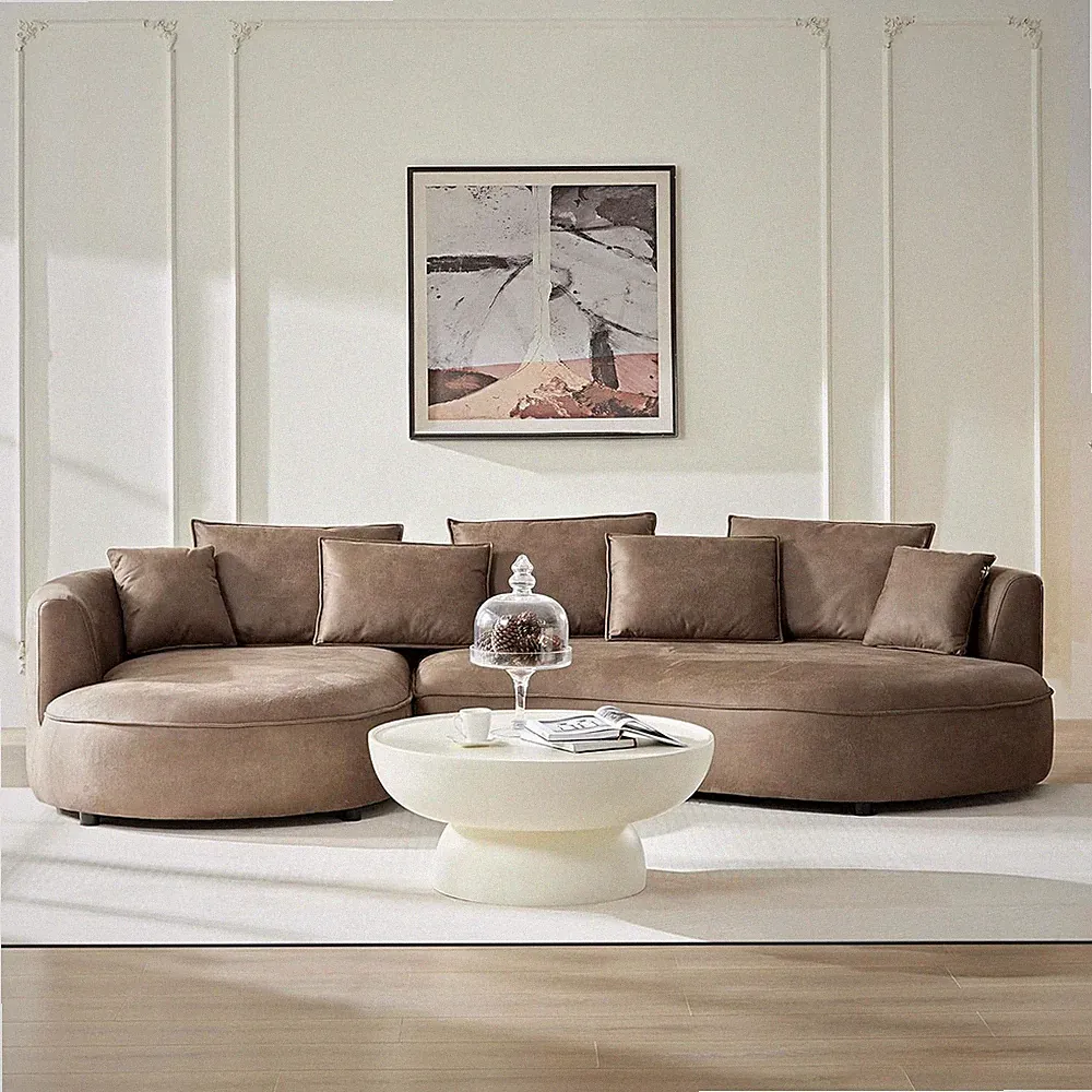 Luxury Left Facing Cloud Couch Oversized 6 Seats Curved Sectional Sofa, Modern S