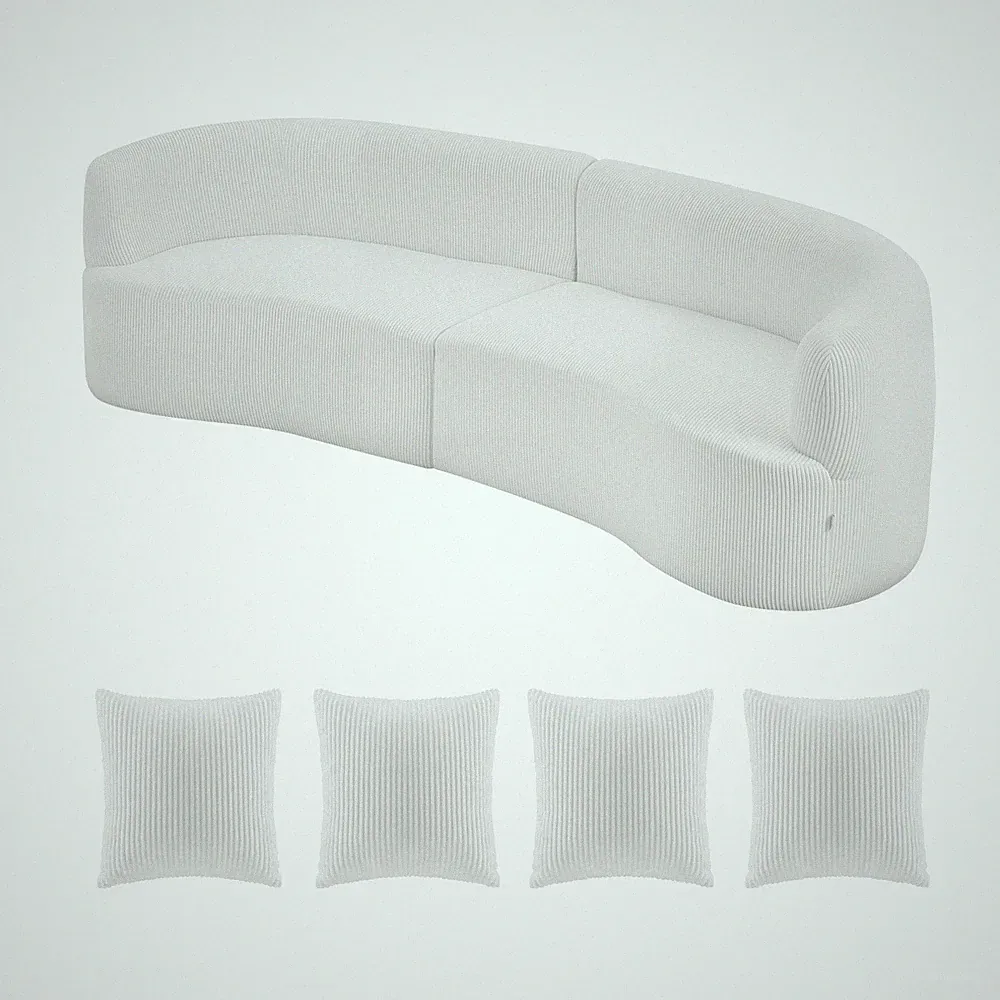 Luxury Modern Cloud Plush Sectional Sofa,112"Curved Modular Couch w/4 Pillows