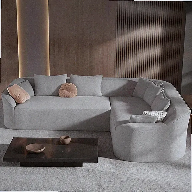 Luxury Modern Curved Sectional Sofa, Oversized Chenille Cloud Couch for Living R