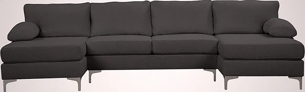 Luxury Modern Large Boucle U-Shape Sectional Sofa, Double Extra Wide Chaise Loun