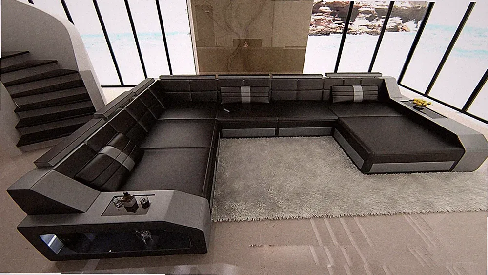 Luxury Modern Sectional Sofas with LED Lights
