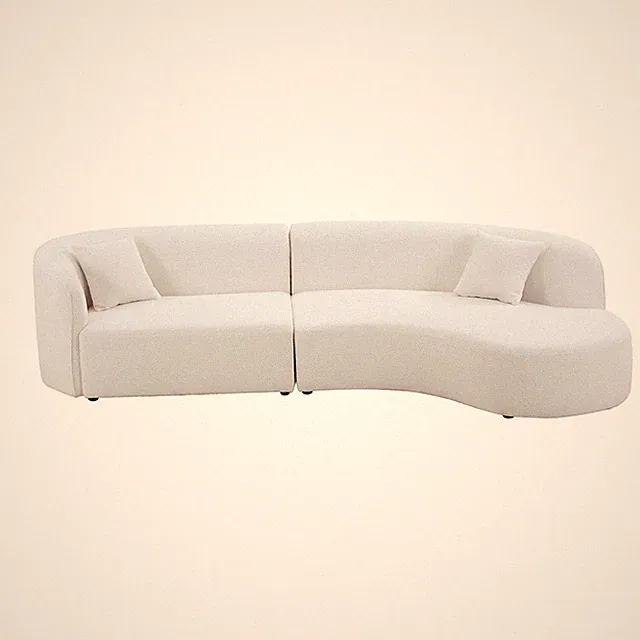 Luxury Modern Style Living Room Upholstery Curved Sofa With Chaise 2-Piece Set