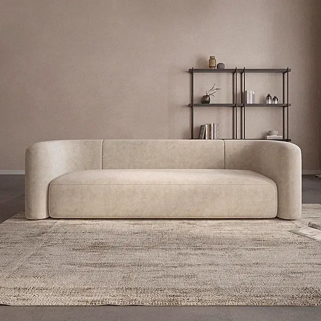 Luxury Modern Tight Curved Back Velvet Sofa, Minimalist Style Comfy Couch for Li