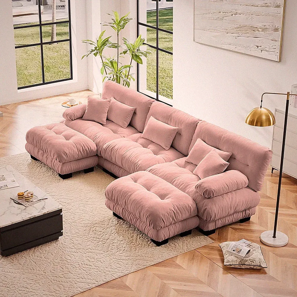Luxury Modular Sectional Sofa Couch with Deep Seat,Oversized U-Shaped 3 Seater S