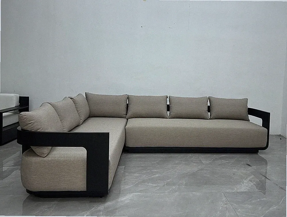 Luxury Outdoor Aluminum Black L-Shaped Sectional