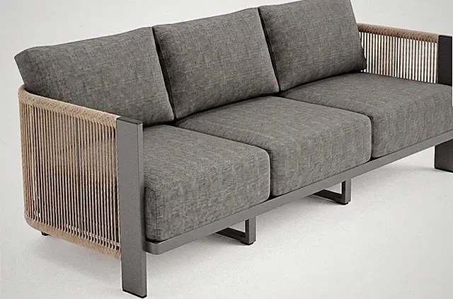 Luxury Patio Furniture Set, Cuvred 3-Seat Sofa with Weather-Resistant Aluminum F