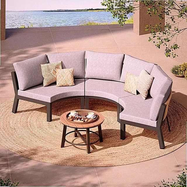 Luxury Patio Furniture Set for 5 People, 4-Piece Curved Patio Conversation Sets