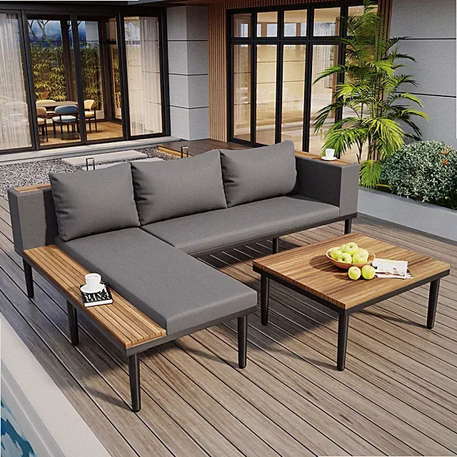 Luxury Patio Furniture Set with Removable Cushions and Coffee Table Side Table