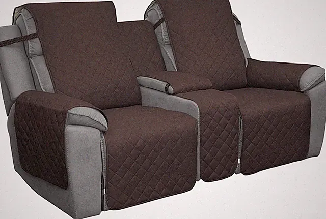 Luxury Reversible 2-Seater Recliner Cover in Chocolate/Beige for Easy Care