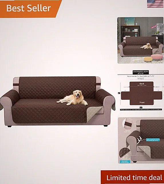 Luxury Reversible Sofa Cover for Dogs - 78'' Water Repellent, Washable, Elegant