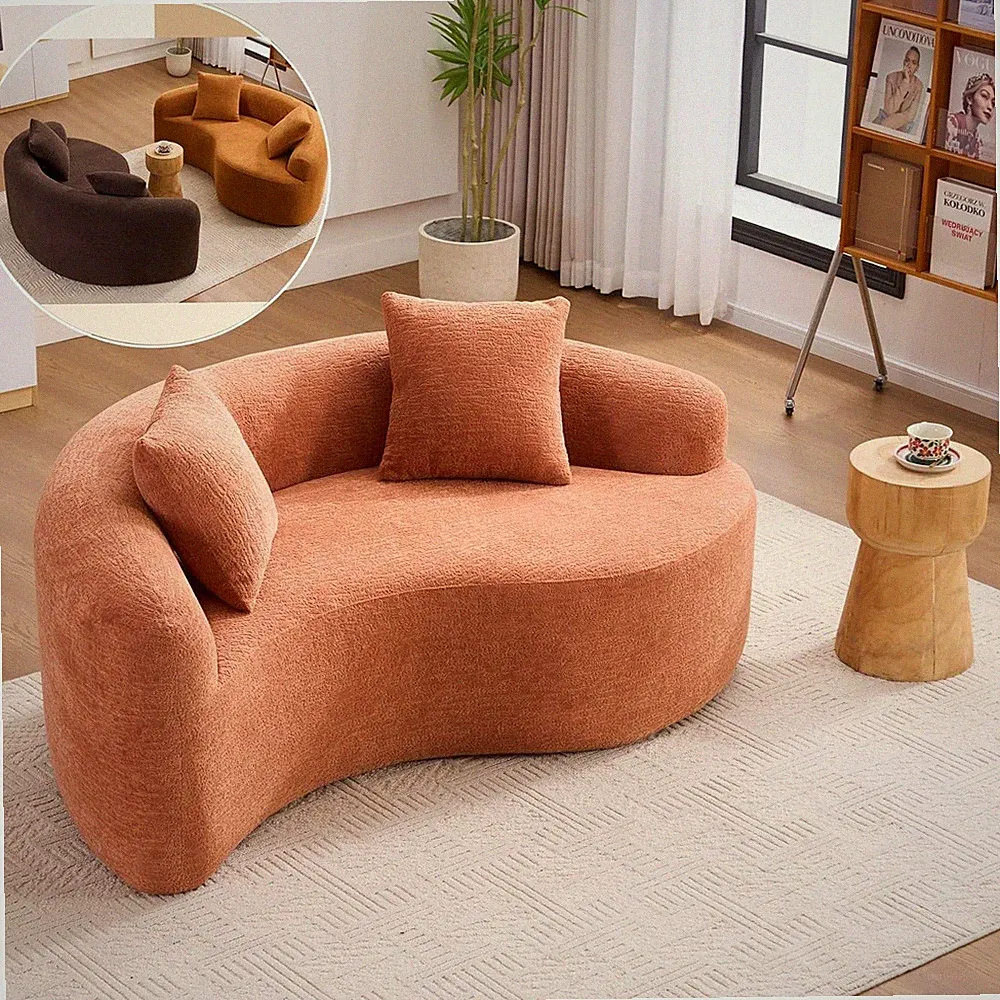 Luxury S-Curved Chenille Loveseat Sofa with 2 Pillows for Living Room