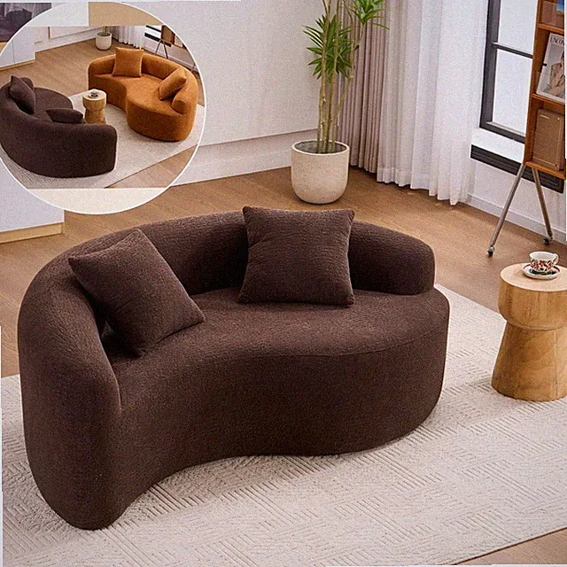 Luxury S-Curved Chenille Loveseat with Pillows - Plush Cloud Sofa